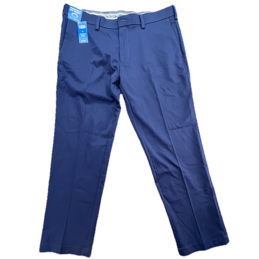 Haggar Cool Right Performance Flex Straight Fit Mens Navy Pants 38x29 HC71080